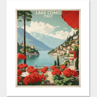 Lake Como Italy Vintage Tourism Travel Poster Posters and Art